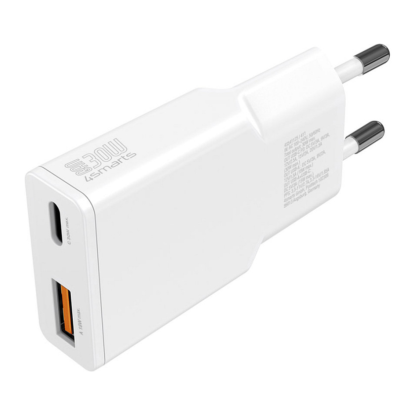 4smarts PDPlug Slim Duos / 30W / USB-C USB-A / i bardhë - 2