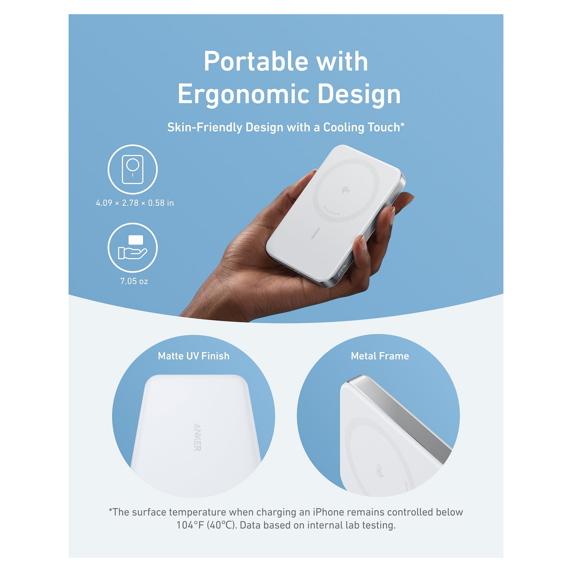 Powerbank ANKER / MagGo PowerBank / 10000mAh / Slim / Magnetic / iPhone 12+ & AirPods - Bardhë - 5
