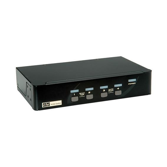 KVM Switch ROLINE 14.01.3329, 4 Kompjuterë, DisplayPort, 2560×1600px, USB 2.0 Hub me 2 Porta, Audio 7.1 - Zezë