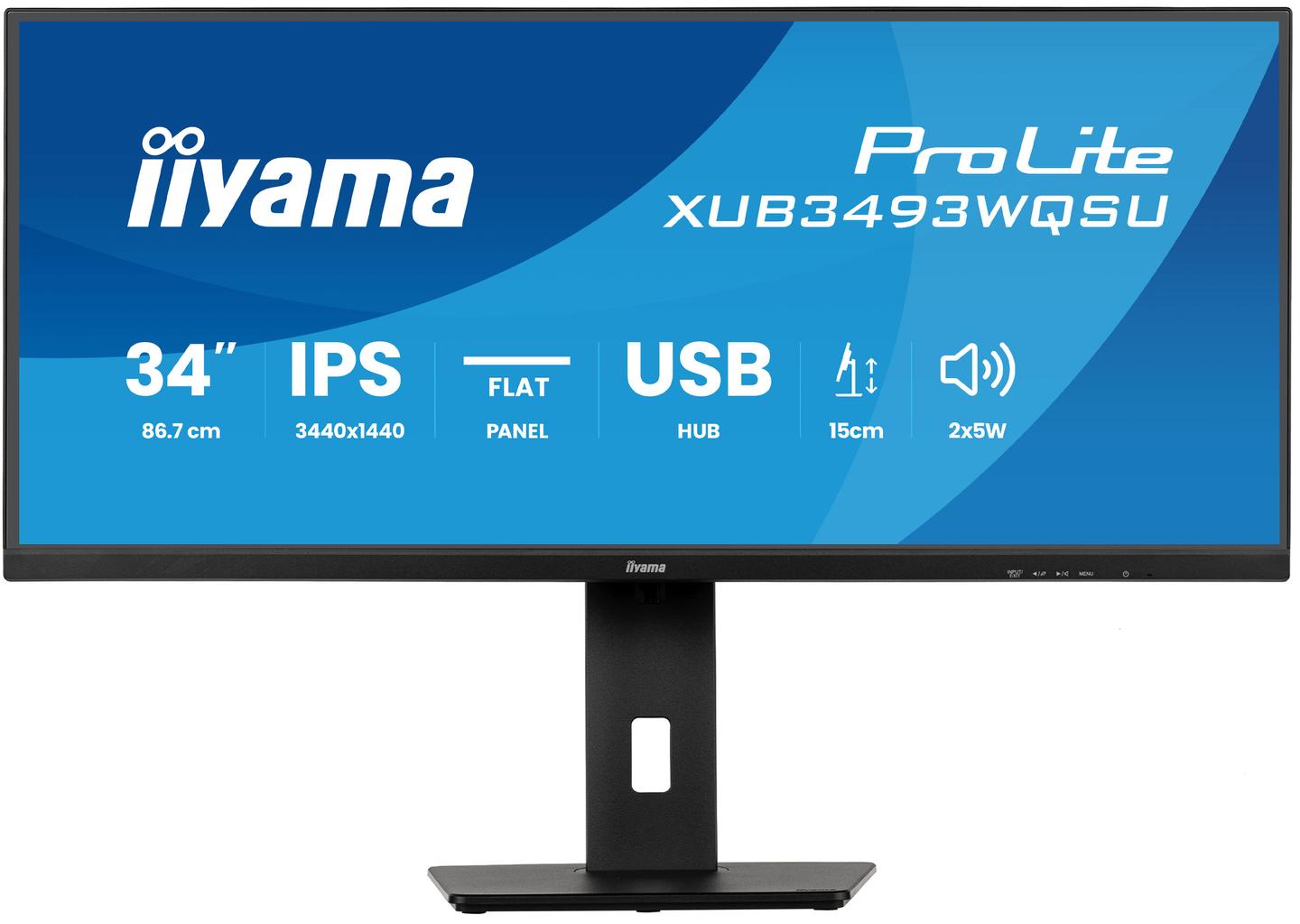 Monitor iiyama ProLite XUB3493WQSU-B6, 34", UWQHD IPS, 120Hz, 1ms, 2xHDMI+DP+USB - Zezë