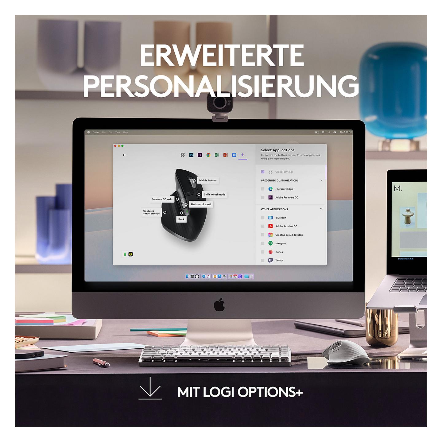 Maus pa kabllo Logitech MX Master 3S for Mac / 8000 DPI / 7 Butona / Bluetooth / MagSpeed - Zezë - 14