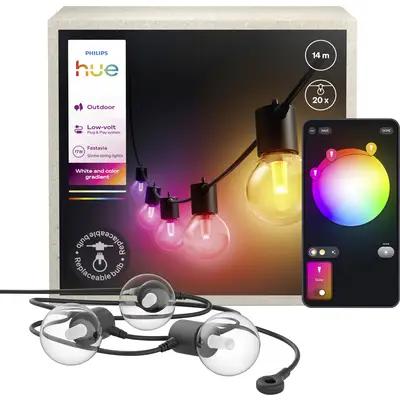 Ndriçues Philips Hue Festavia Globe Outdoor, LED Inteligjent, 14 m, RGBW, Bluetooth, Zigbee, IP65 – Zezë         