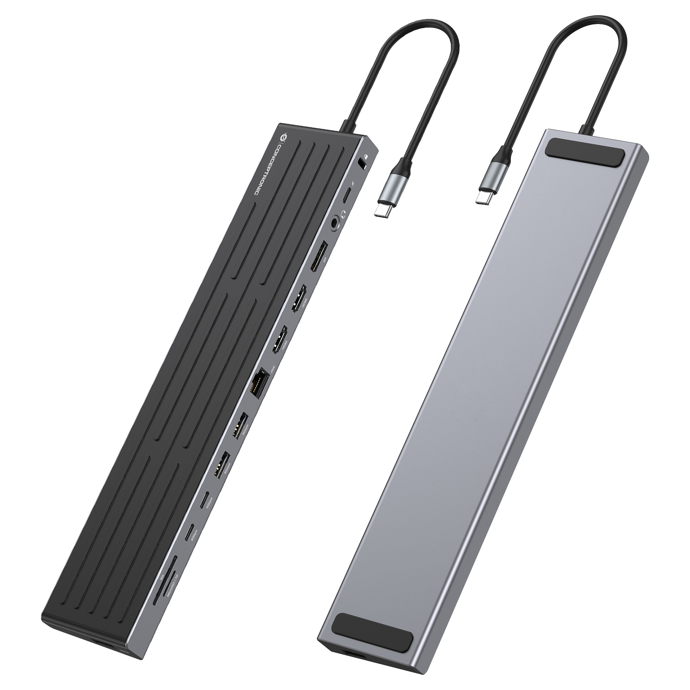 Docking Station CONCEPTRONIC 14-në-1 USB-C në 2xHDMI/DP/2xUSB-C - Zezë - 3