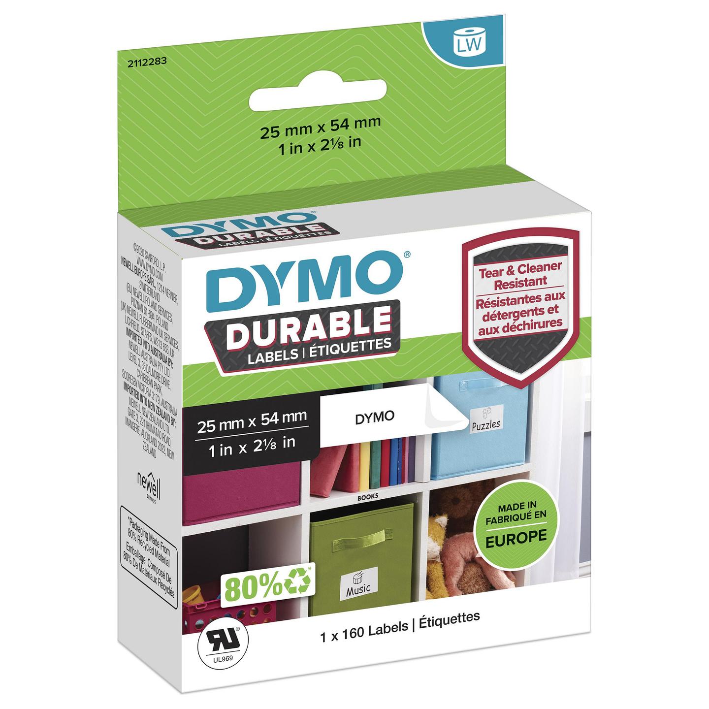 Etiketa Rezistente DYMO LabelWriter Durable 2112283, 25 × 54 mm, 160 Copë - Bardhë