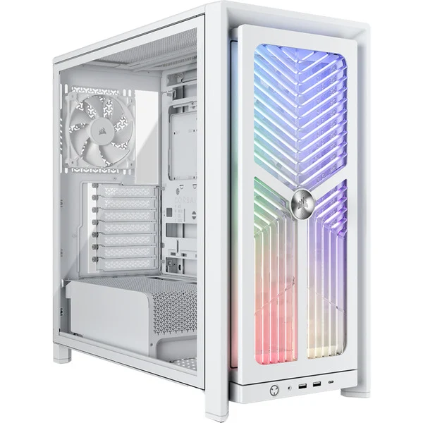 Kasë PC Corsair FRAME 4000X RS / Mid Tower / E-ATX / 4x 120mm RS Fan / Tempered Glass / RGB Front / 360mm Radiator - Bardhë - 1