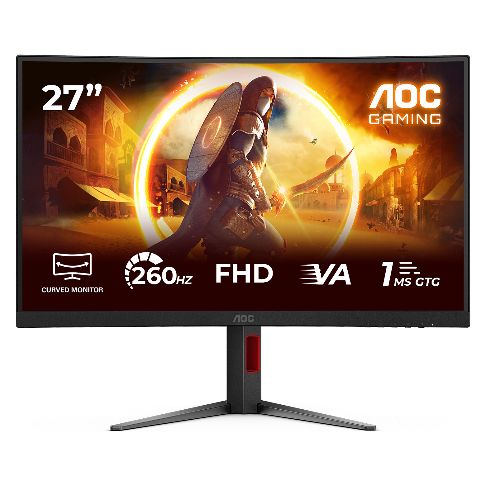Monitor Gaming AOC G4 C27G4Z2 / 27" / Full HD VA Curved / 240Hz / 1ms / - Zezë+Kuqe
