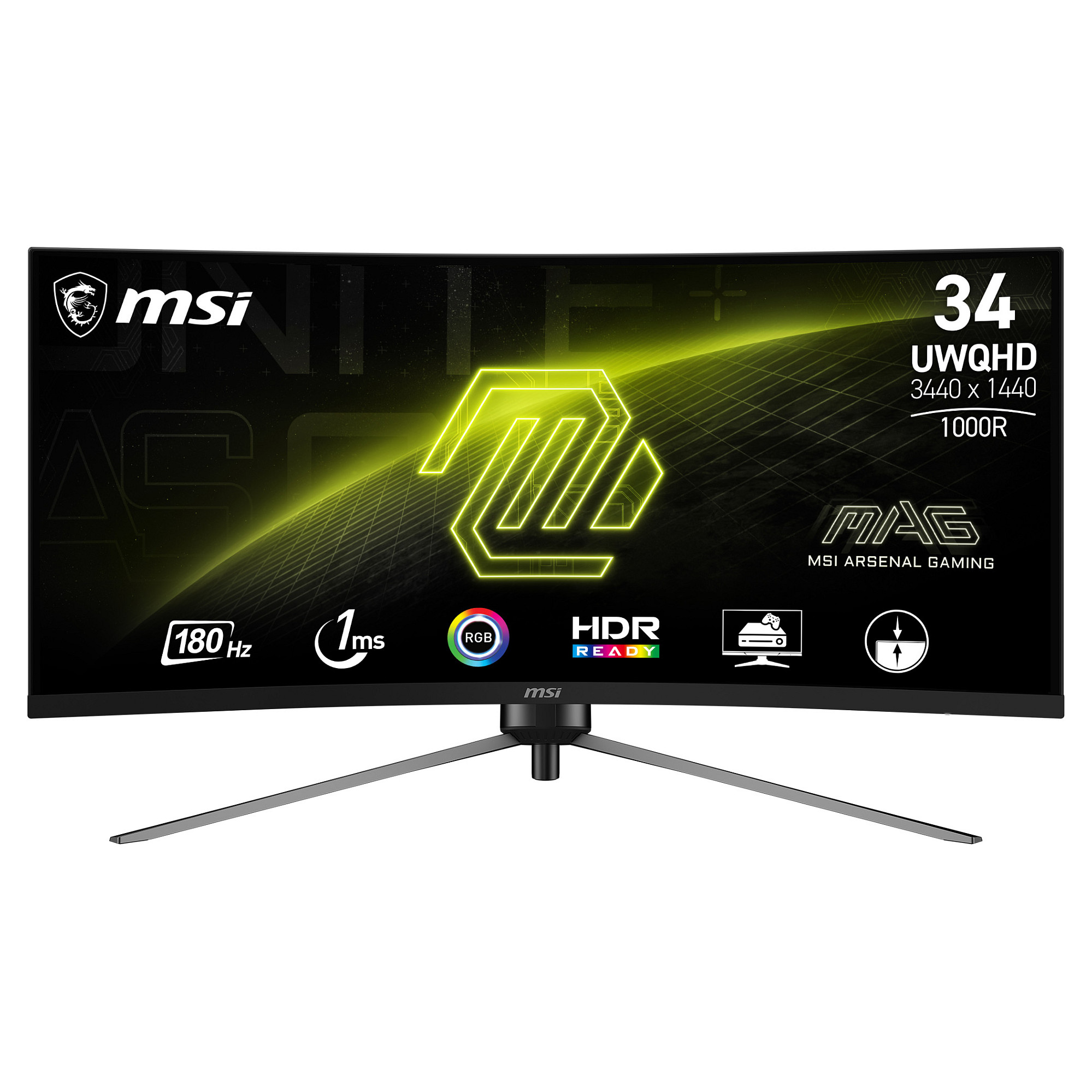 Monitor Gaming MSI MAG 345CQRDE / 34" / UWQHD VA / 180Hz / 1ms / HDMI+DisplayPort - Zezë