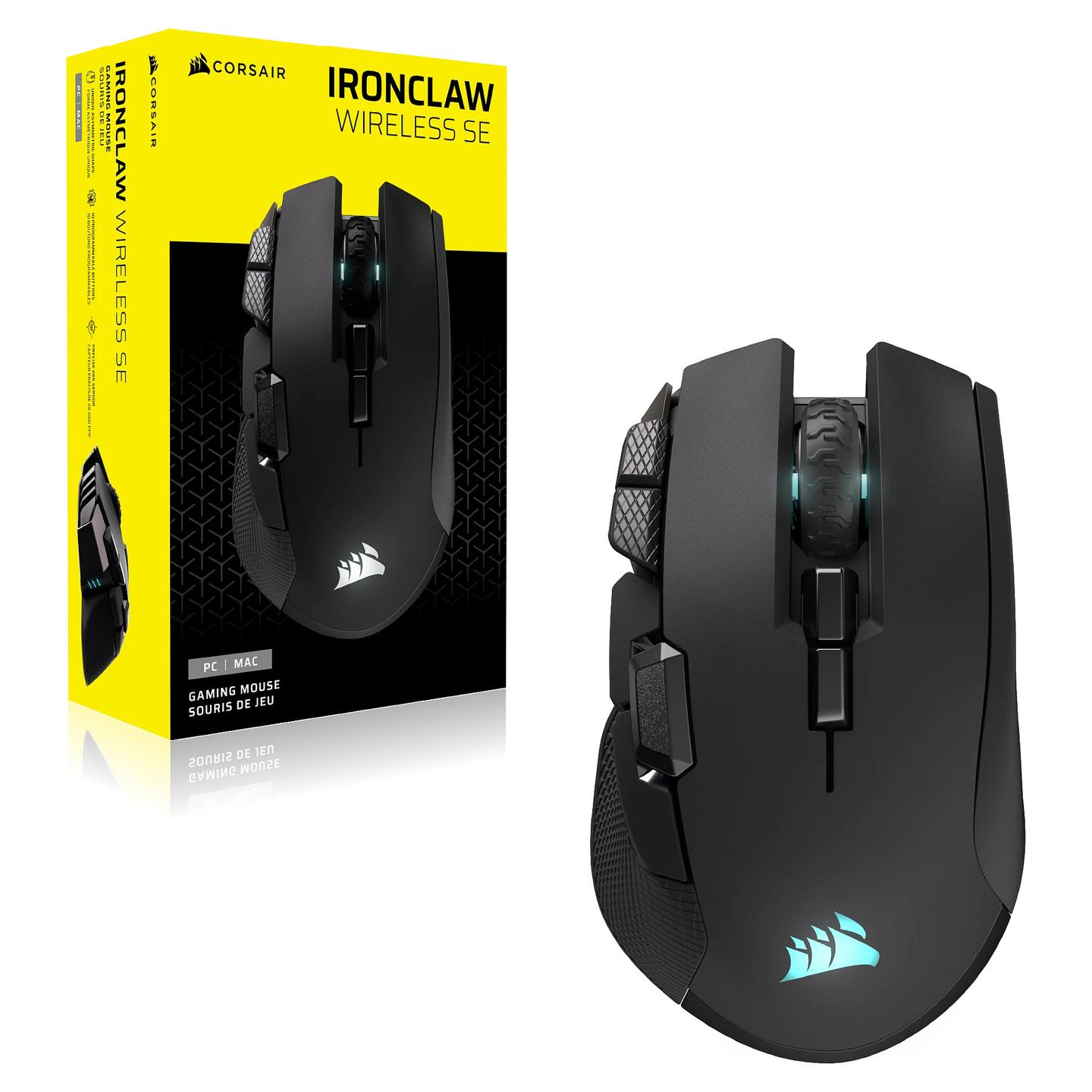 Maus Gaming CORSAIR IRONCLAW Wireless SE, Wireless 2.4 GHz, Bluetooth, USB-C, 26000 DPI, 10 Butona, RGB – Zezë - 2