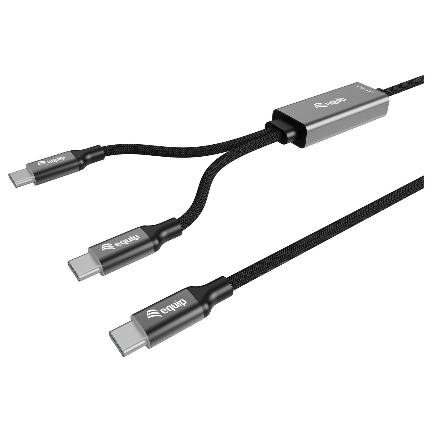 Kabllo USB Equip 128895 / USB-C në 2x USB-C / USB 2.0 / 480 Mbit/s / PD 140W / 1.5m - Zezë