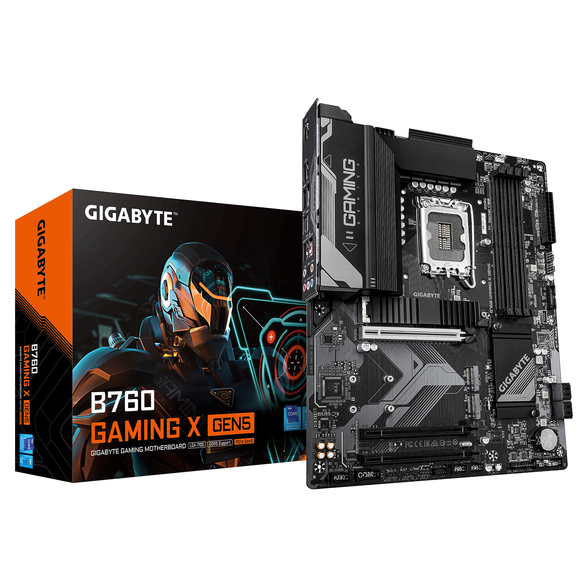 Pllakë Amë Intel Gigabyte GA‑B760 GAMING X GEN5 Motherboard (B760 / LGA1700 / ATX / DDR5 / PCIe Gen5 / HDMI / DisplayPort / (D)) - 1