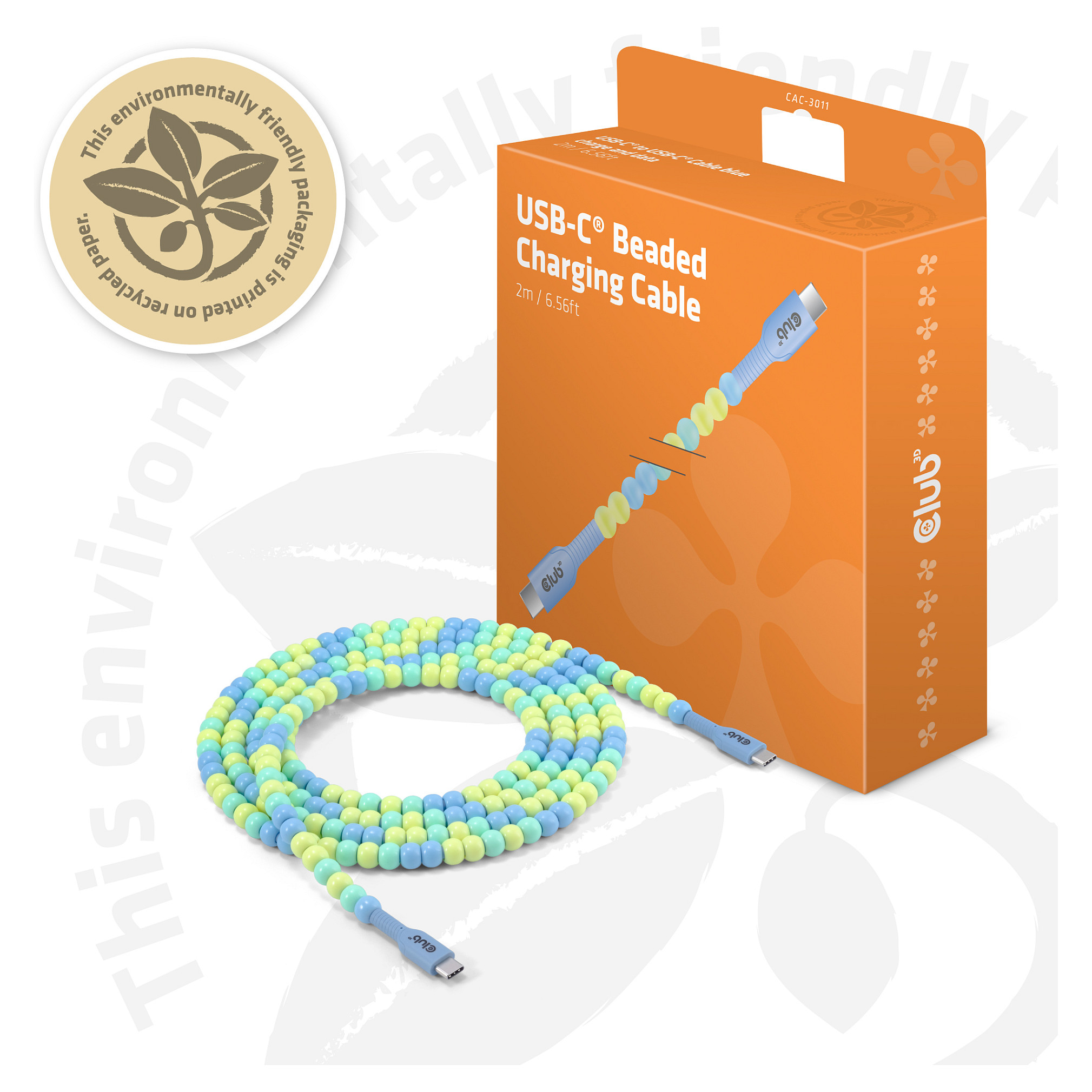 Club3D Lifestyle Kabllo USB‑C / PD 60W / 480 Mbps / 2.0m - Blu - 9