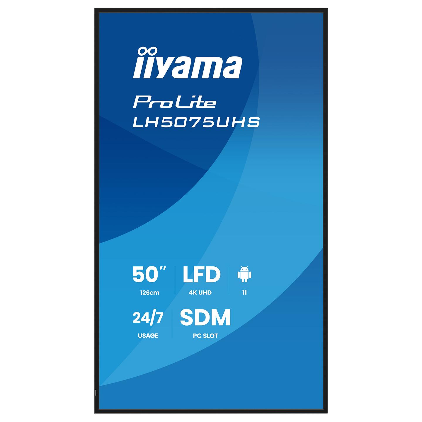 Digital Signage iiyama ProLite LH5075UHS-B2AG, 49.5", 4K UHD, VA, 4GB, 32GB, HDMI, DisplayPort, USB - Zezë - 3