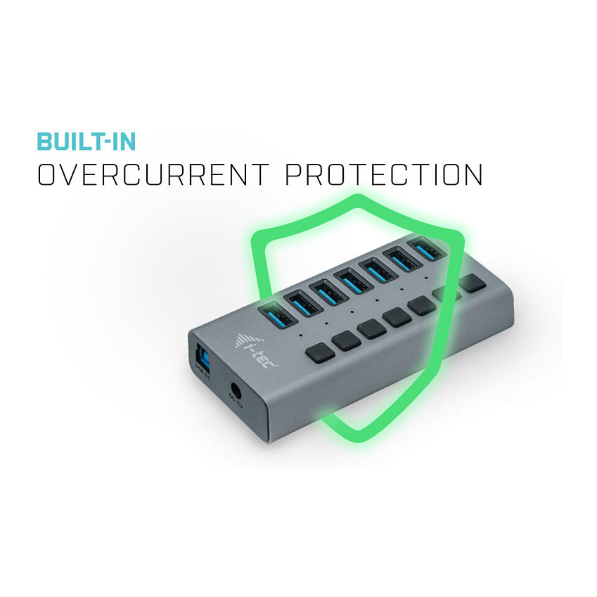Hub I-TEC USB 3.0 / 7 Porta / 36W / Me Furnizim Energjie - Metalik - 7