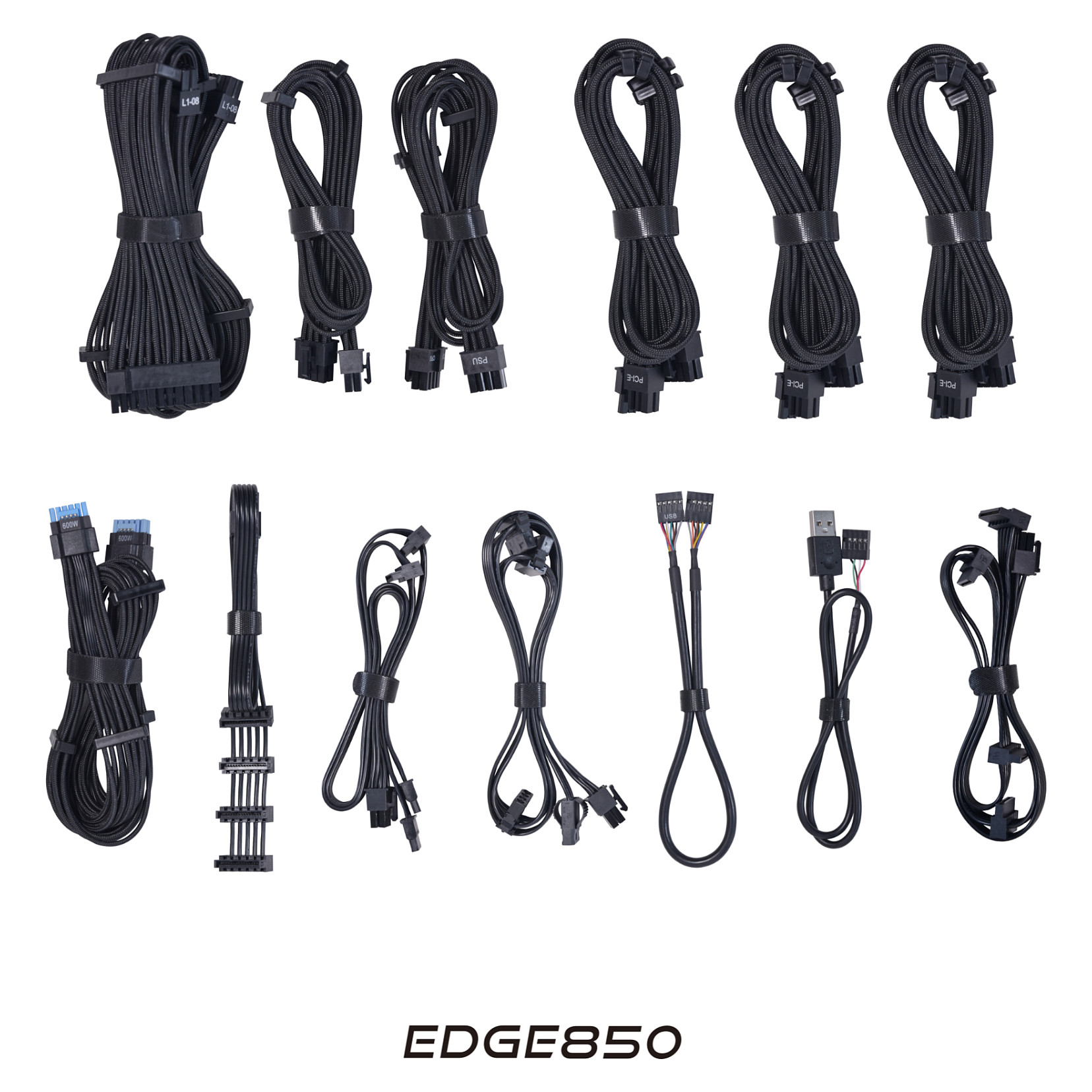 Furnizues Energjie Lian Li EDGE EG0850 / 850W / ATX 3.1 / 80 PLUS Platinum / Cybenetics Platinum / PPLP Platinum / PCIe 5.1 / Plotësisht Modular / L-Shape - Zezë - 10
