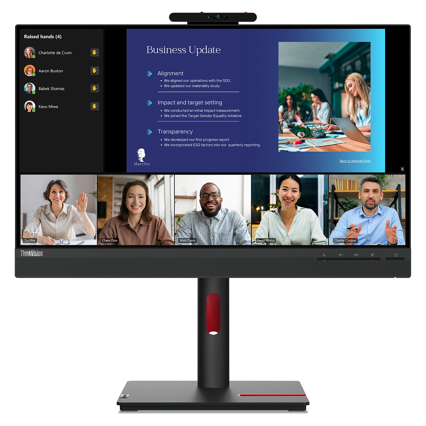Monitor për Punë 61cm/24" (1920x1080) Lenovo ThinkVision T24v-30 16:9 FHD IPS 75Hz 4ms HDMI VGA DP Lautës Speaker Webcam Zi - 1