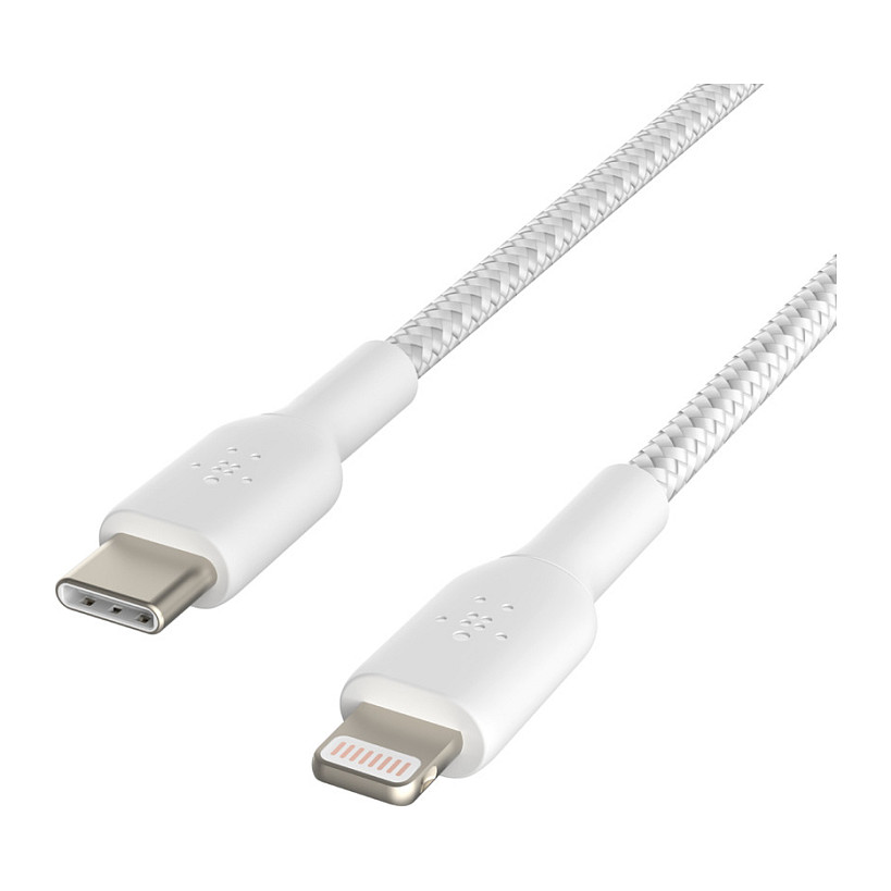 Kabllo USB Belkin BoostCharge Pro / USB-C në Lightning / 2m / MFi / Gërshetuar - Bardhë