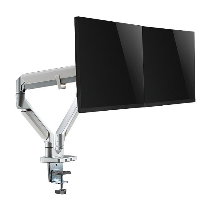 Mbajtëse për Monitor LogiLink BP0095 / 2 Monitorë / 17–32" / deri 9kg për Monitor / Gas Spring / VESA 75x75 & 100x100 / Rotacion 360° - Argjend - 2