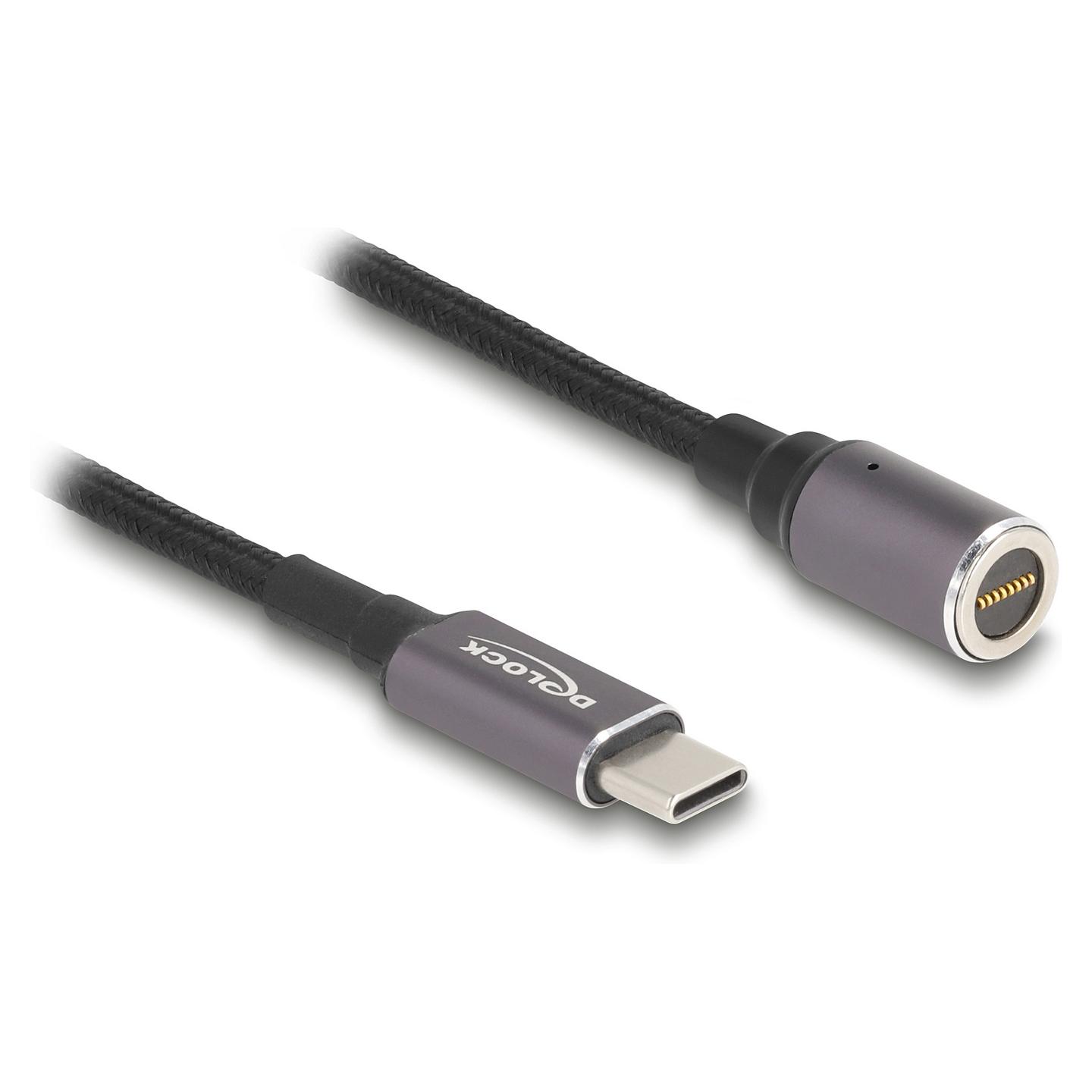 Kabllo për Furnizim me Energji DeLOCK 80780, USB-C në 8-pin Magnetic, 1.8m, 20V, 3A, 60W - Antracit/Zezë