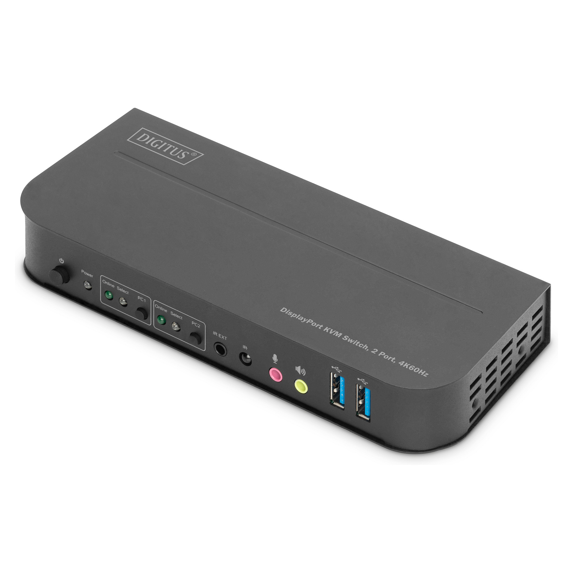 Rack KVM / DIGITUS DS-12850 KVM Switch 2-Port 4K/60Hz 2x DisplayPort në 1x DisplayPort/HDMI – Zezë - 1