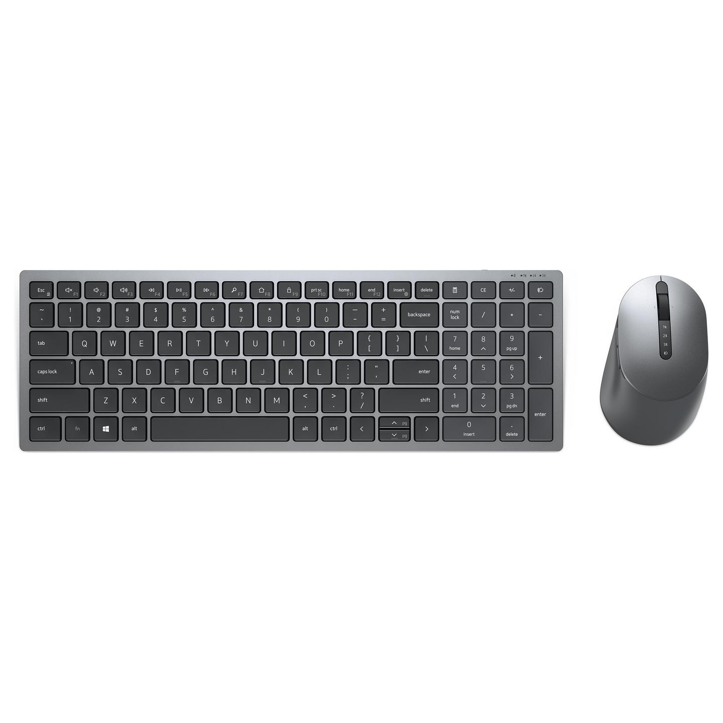 Combo (Tastierë & Maus) Dell Pro Plus Compact KM7120W, Full Size, QWERTY US International, RF Wireless + Bluetooth, Scissor, 7 Butona - Gri - 1