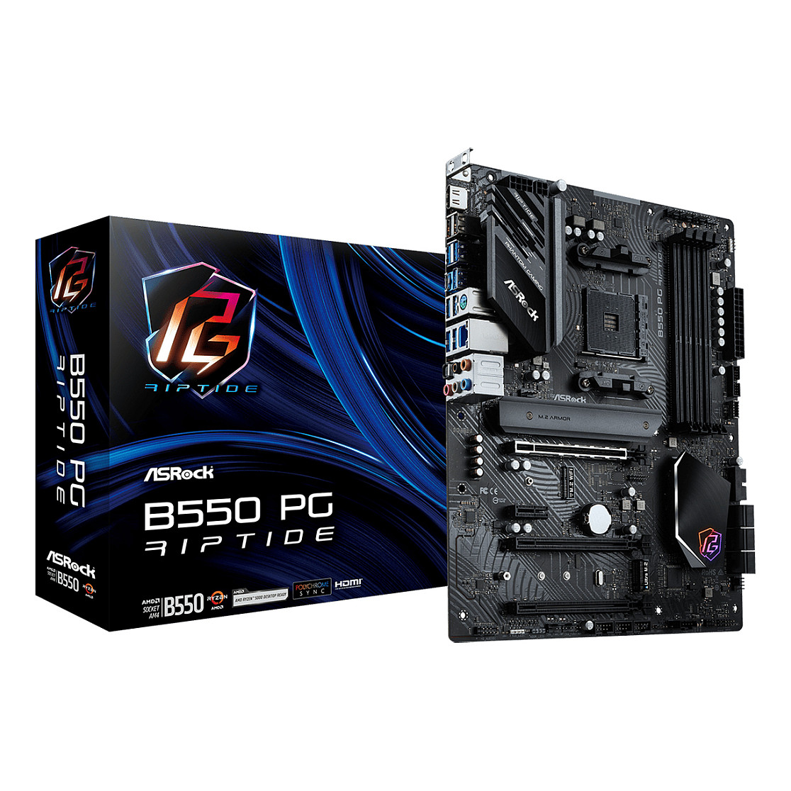 Pllakë Amë ASRock B550 PG Riptide / AMD AM4 / B550 / DDR4 / ATX / 2.5GbE LAN / CrossFireX - 3