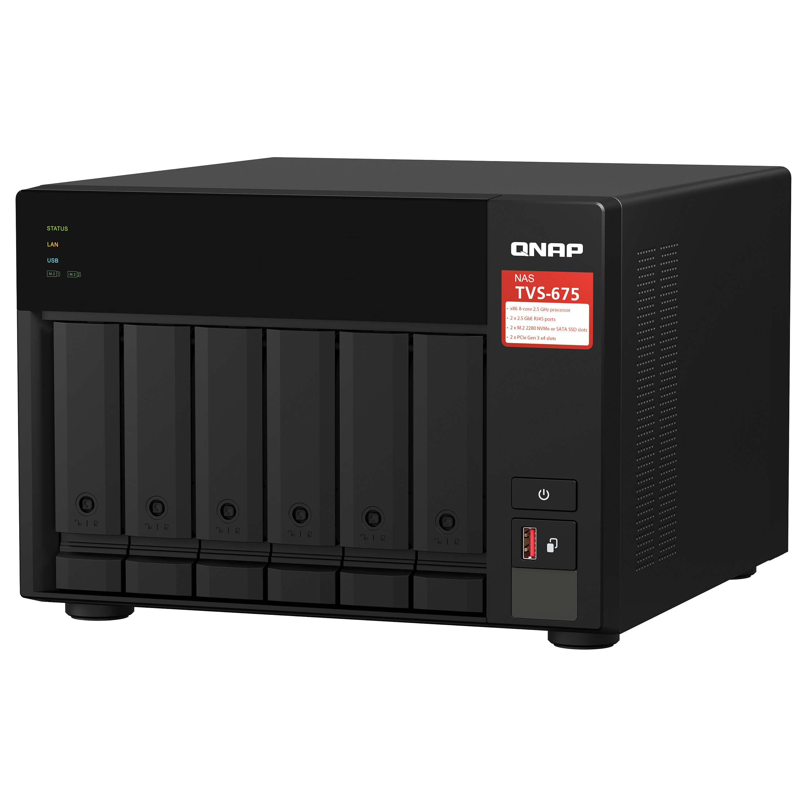 QNAP TVS-675-8G NAS 6-Bay | 8GB DDR4 | Dual 2.5GbE | M.2 NVMe | PCIe Expansion - 5