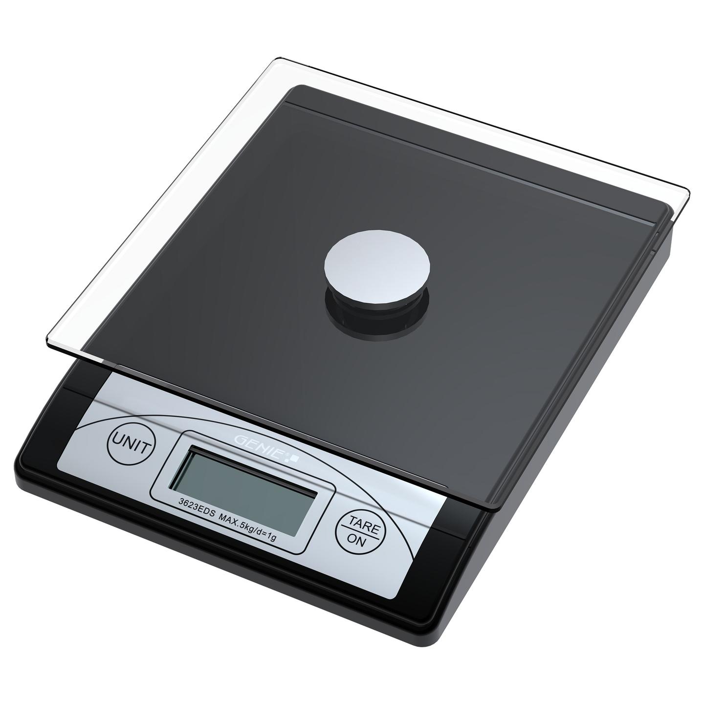 Peshore Elektronike GENIE 3623 EDS, 5kg, saktësi 1g, LCD, TARA, g/oz - Zezë
