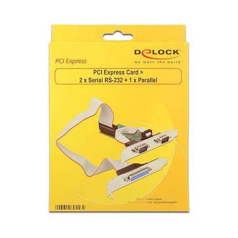 Kartë Zgjerimi PCI Express Delock 89556 / PCIe 2.0 x1 / 2x RS-232 DB9 + 1x Parallel DB25 / ASIX AX99100 / Low Profile - 2