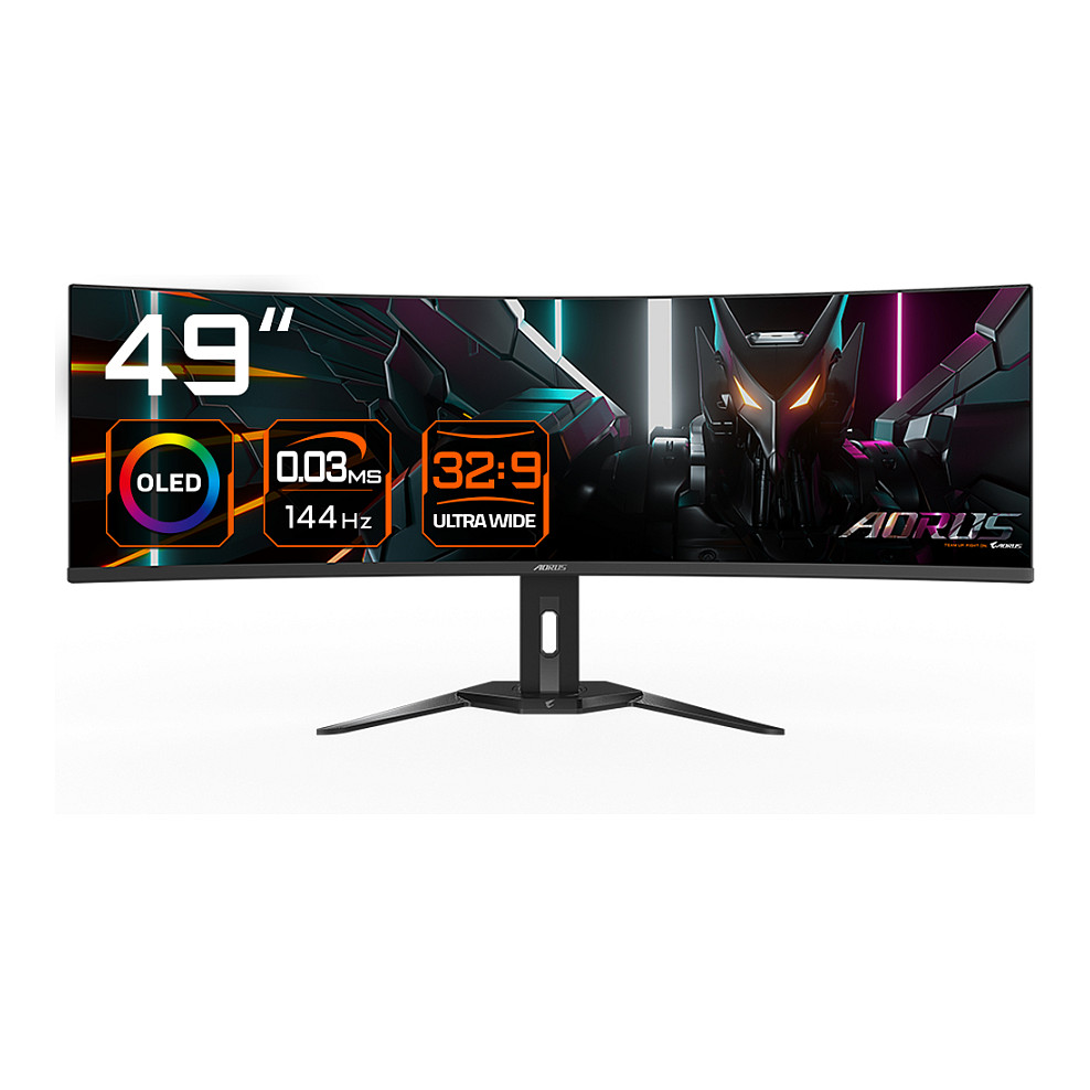 Monitor Gaming Gigabyte Aorus CO49DQ / 49"/ Dual QHD AG / OLED / Curved / 144Hz / 0.03ms / USB + HDMI + DisplayPort - Zezë - 1