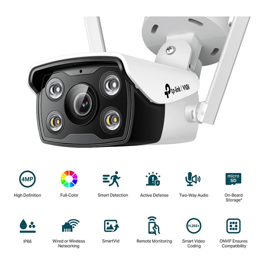 TP-Link VIGI C340-W 4MP – Full-Color Bullet Outdoor, 4mm, 79° FOV, Wi-Fi 2.4GHz, AI, 2-Way Audio, IP66 - 2