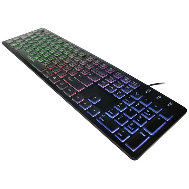 Tastierë Me kabllo LogiLink ID0184 / Membrane / 104 Taste / Rainbow LED / USB / QWERTZ - Zezë - 4