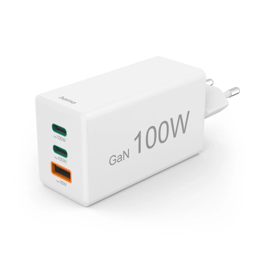 Adapter Rryme Hama 00201997 / USB-C / USB-A / 100W / GaN / Power Delivery - Bardhë - 1