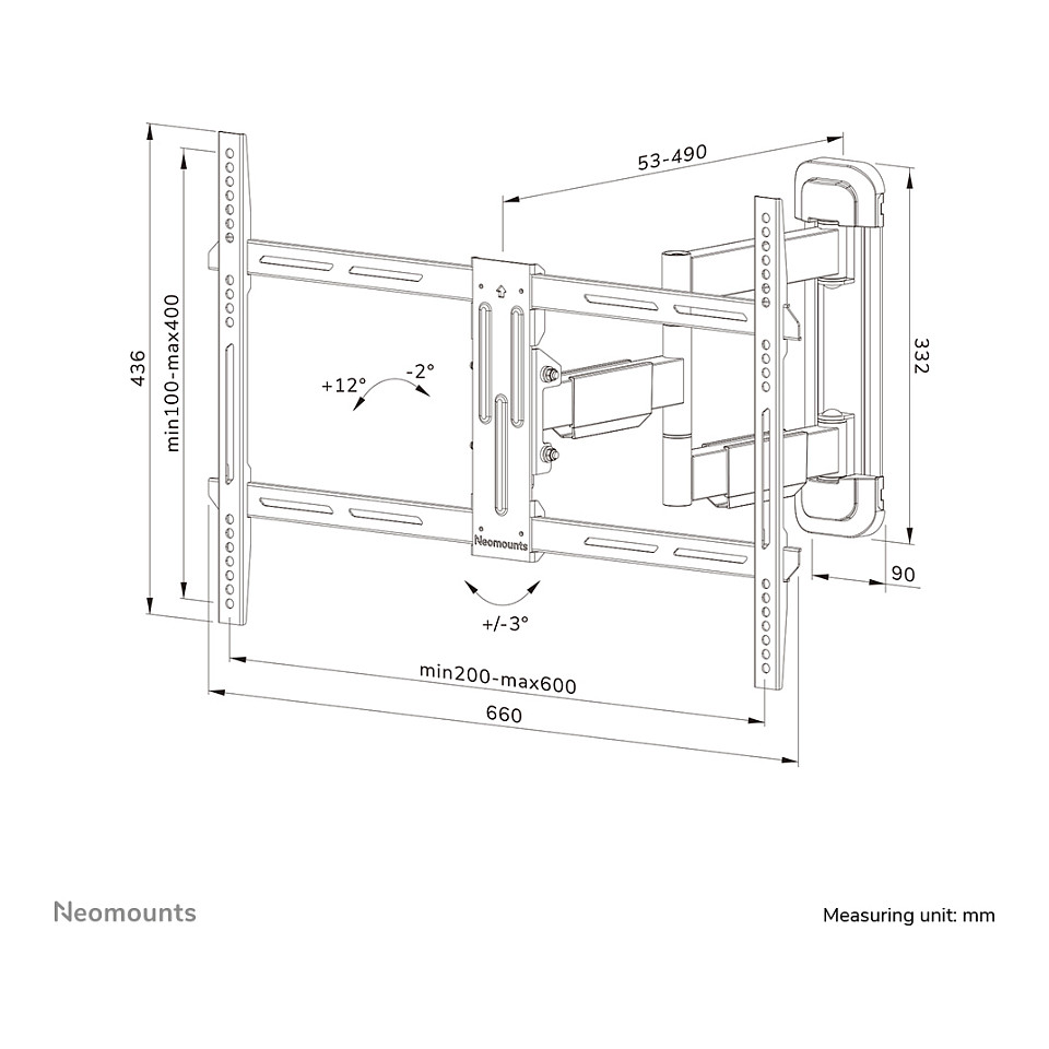 Mbajtëse për TV Neomounts WL40-550BL16 movable wall mount for 40-65" screens - Black - 17