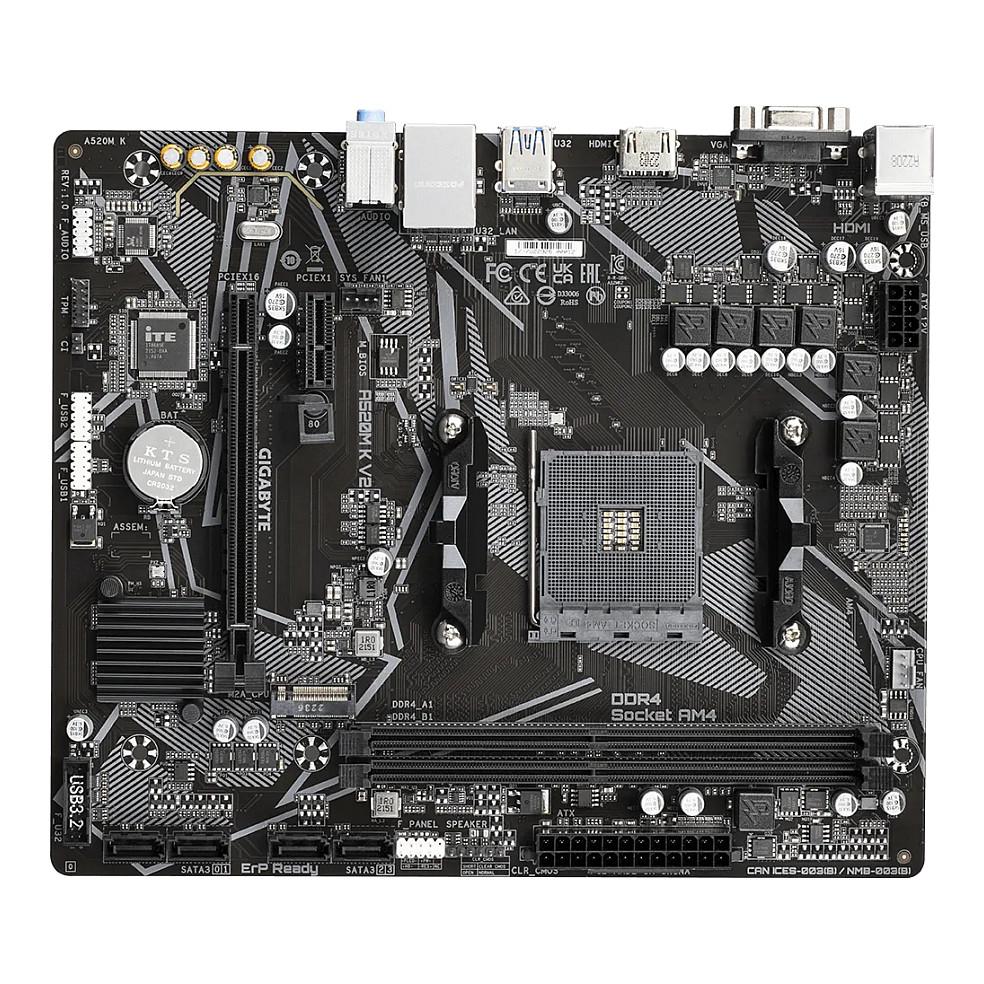 Pllakë Amë GIGABYTE A520M K V2 / AMD AM4 / A520 / DDR4 / Micro ATX / M.2 / SATA III - 2