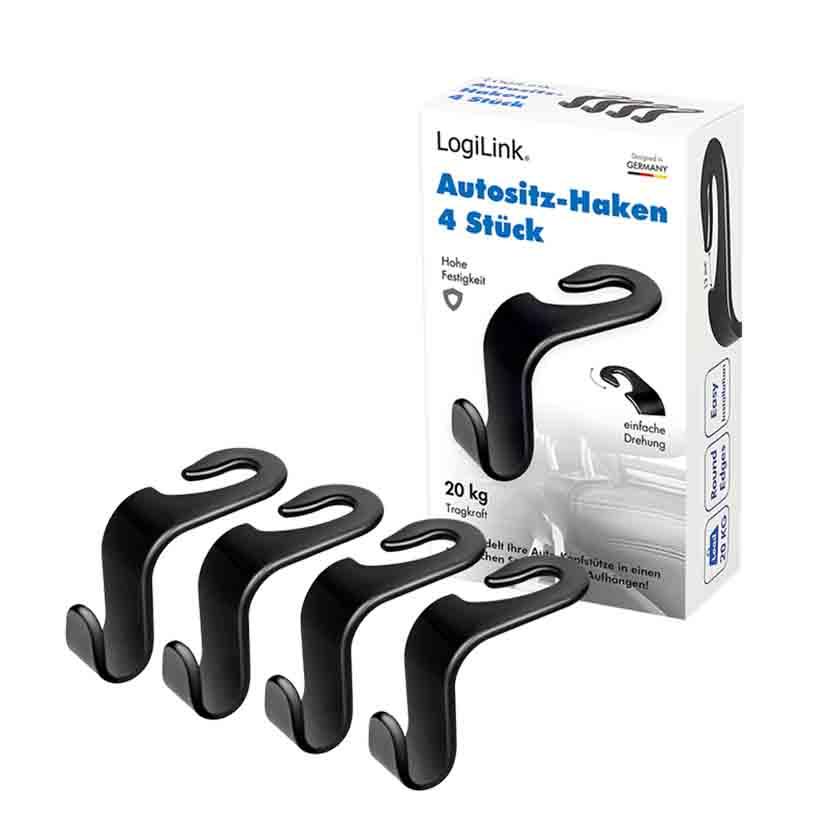 Pajisje për Veture LogiLink AA0165 / Grepa për Sedilje / 4 copë / 20 kg – Zezë - 2