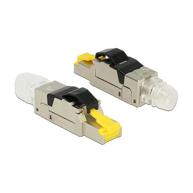 Konektor për Kabllo Rrjeti DeLOCK 86485, Cat 8.1, RJ-45 Mashkull, STP, Montim pa Vegla, PoE/PoE+ - Argjend