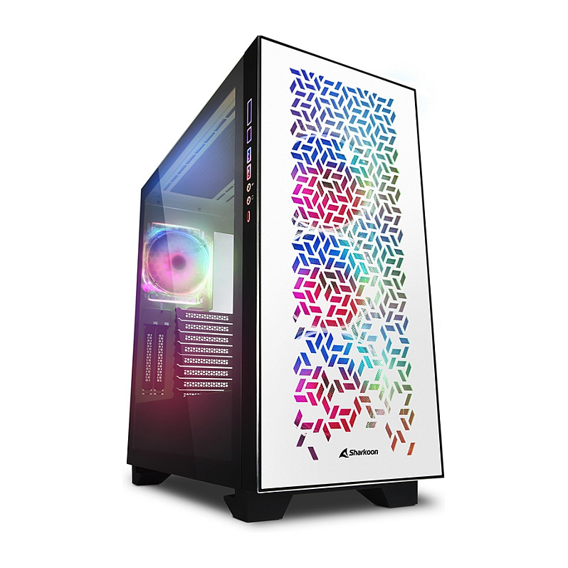 Kasë Sharkoon Elite Shark CA300H ATX 2xGlas – Bardhë - 1