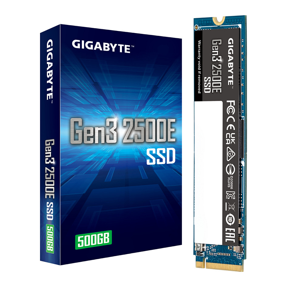 SSD e Brendshme M.2 / 500GB / GIGABYTE Gen3 2500E NVMe PCIe 3.0 x4 (2280, NVMe 1.3) - 1