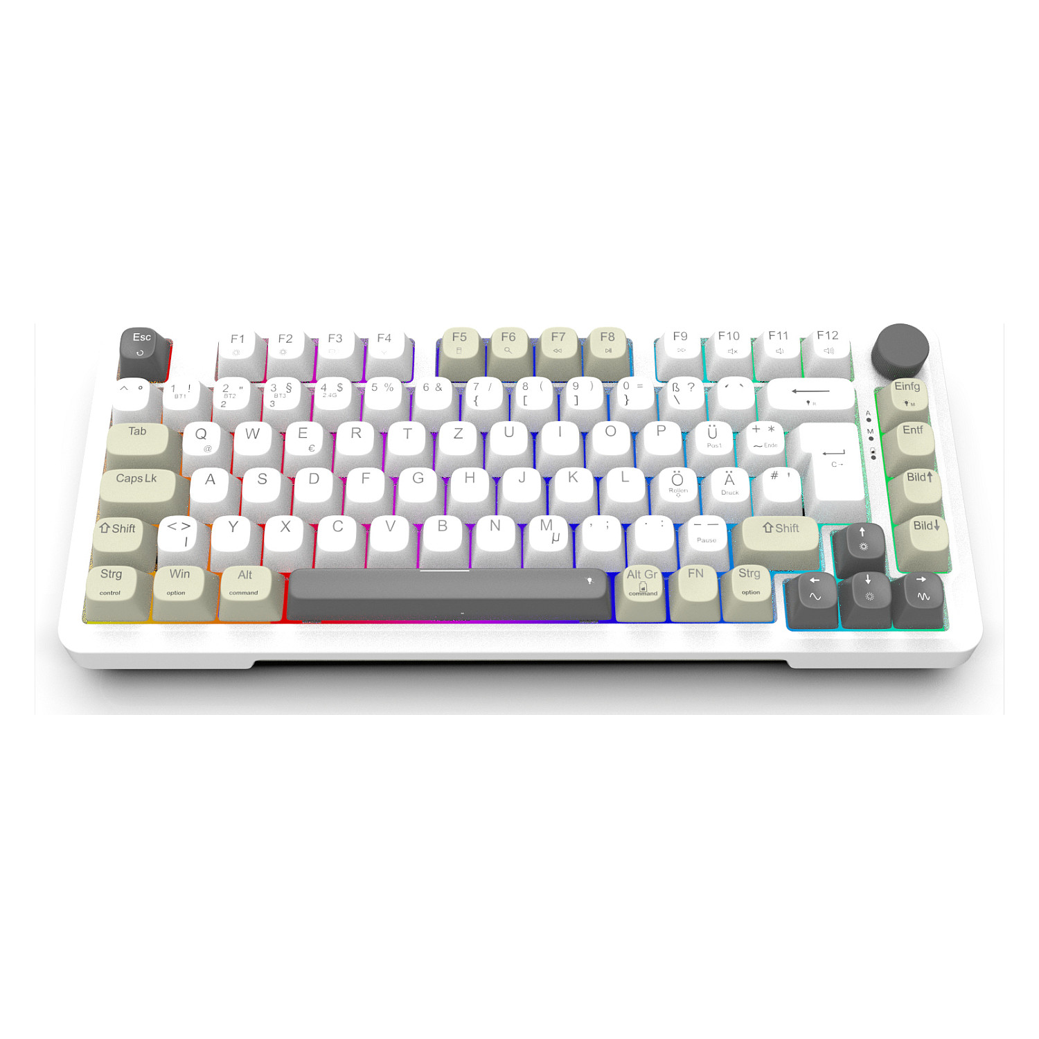 Tastierë Gaming Inca IKG-455 / Wired & Wireless / QWERTY / Mekanike / RGB LED / USB + RF Wireless + Bluetooth - Bardhë - 1