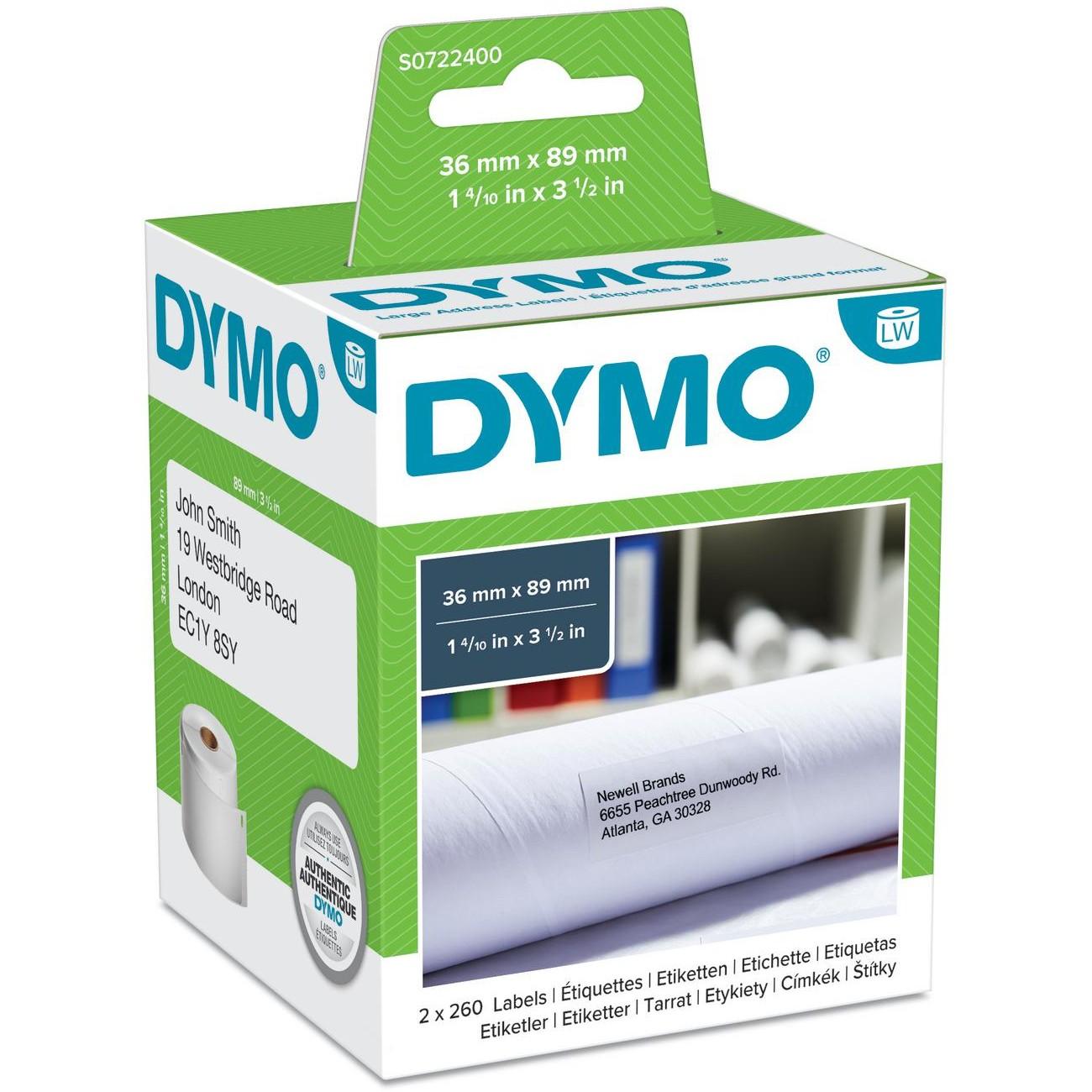 Etiketa Adresimi DYMO LW S0722400, 36 × 89 mm, 520 copë - Bardhë