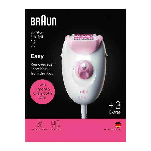 Makinë Depilimi Braun Silk·épil 3 SE3-033, 2 Shpejtësi, Me Kabllo, Për Përdorim të Thatë - Rozë, Bardhë - 2