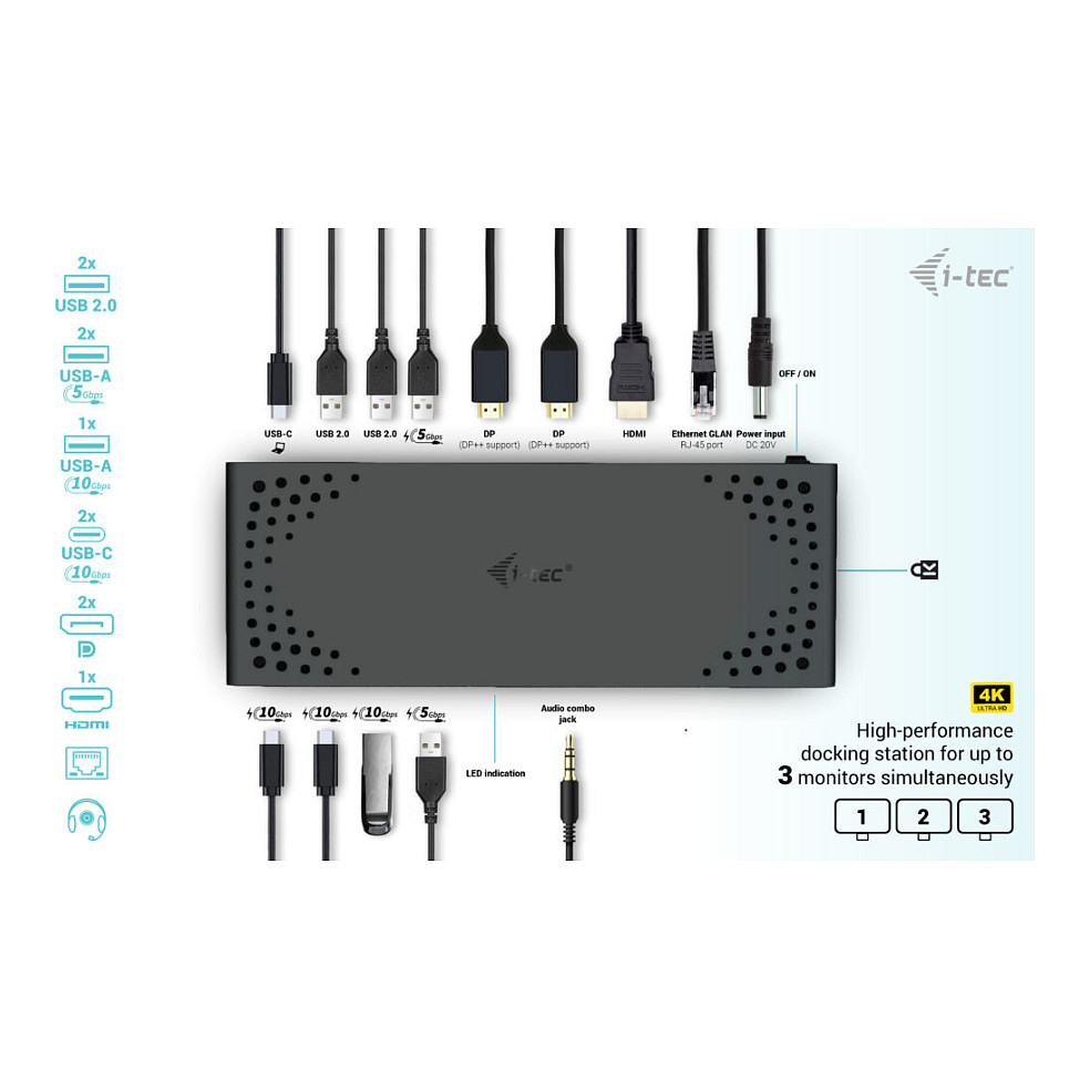 Docking Station D I-TEC USB-C / USB4 Thunderbolt 3 + PD - 4