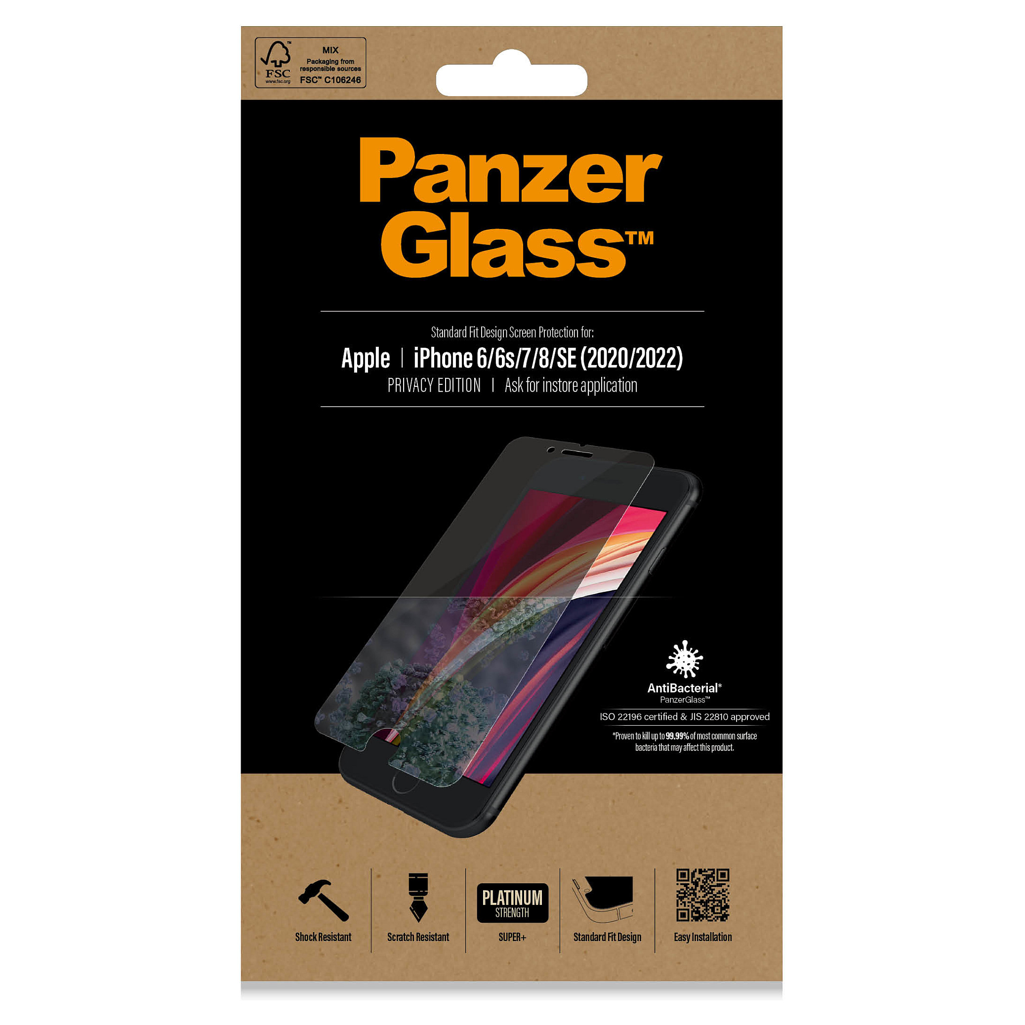 Aksesorë për telefon PanzerGlass / Privacy / Screen Protector / iPhone 6 - 7 - 8 - SE 2020 - SE 2022 - 2