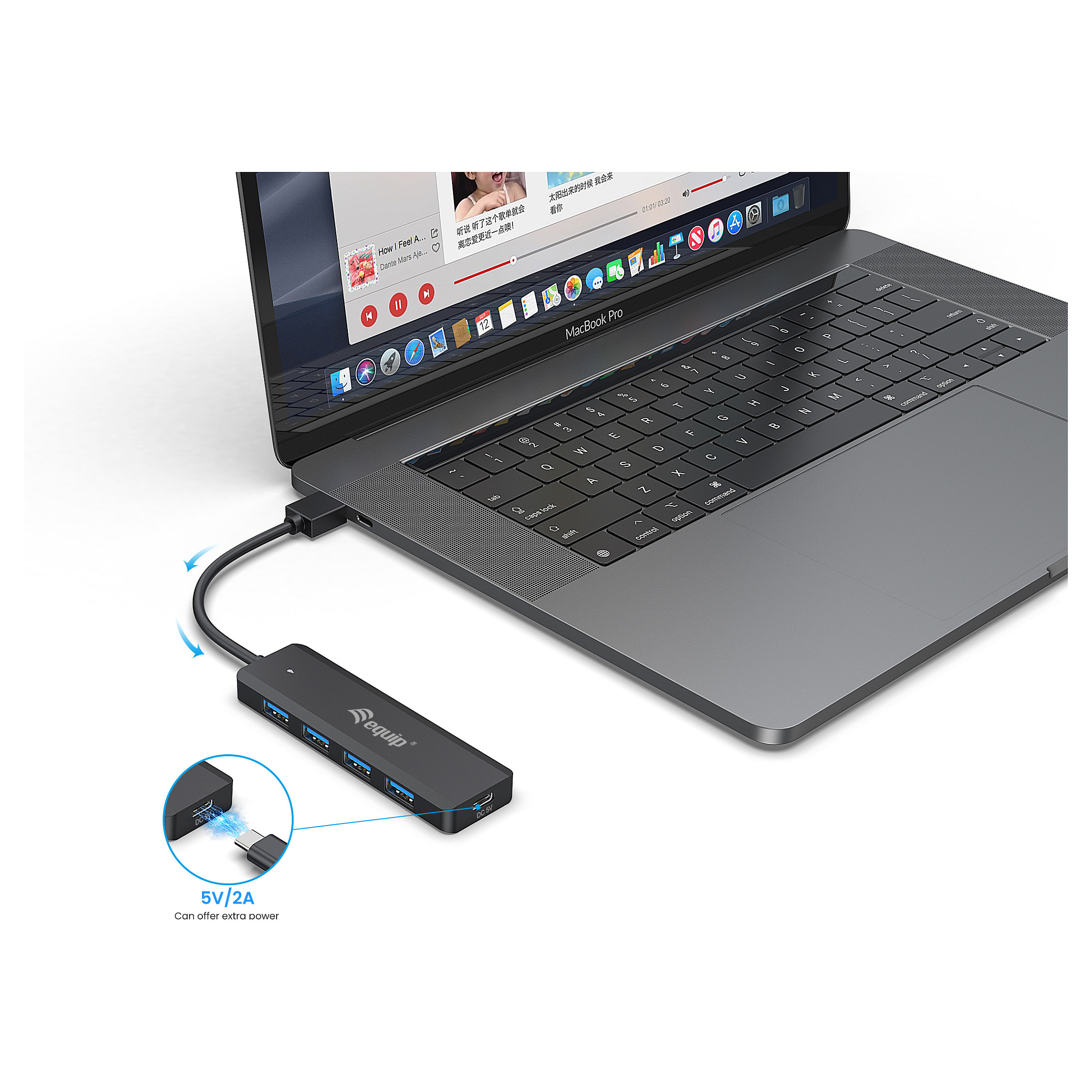 HUB Equip USB‑Hub 4‑Port 3.2 → 4×USB‑A 3.0 + USB‑C Adap. 5 Gbps – Zezë - 4