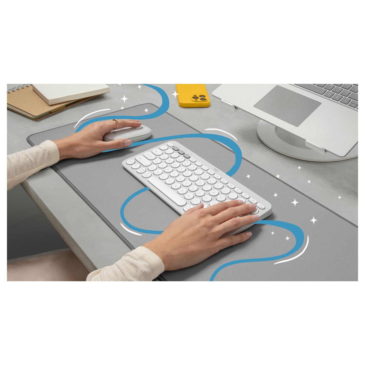 Tastierë pa kabllo Logitech Pebble Keys 2 K380s, Bluetooth, 10 Taste të Personalizueshme - Bardhë - 10