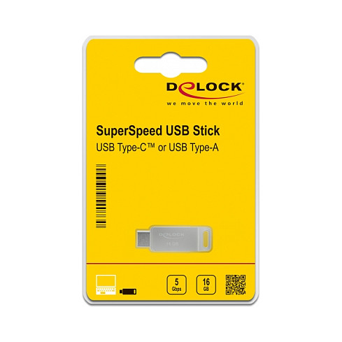 USB Flash Drive STICK DELOCK USB 3.2 Gen 1 USB-C + Typ-A 32GB - Silver - 4