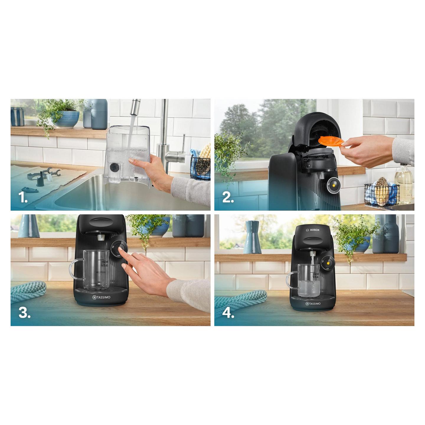 Aparat për Kafe me Kapsula Bosch TASSIMO FINESSE TAS162E, 1400 W, Rezervuar 0.7 L, INTELLIBREW – Zezë - 7