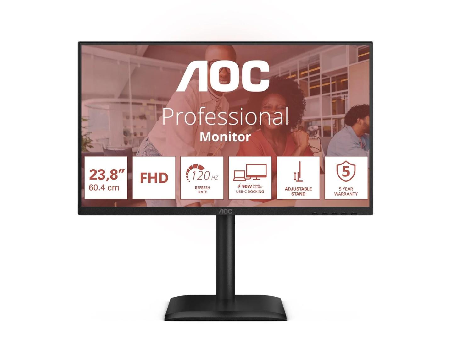 Monitor AOC 24E4CV, 23.8", Full HD IPS, 120Hz, 4ms, HDMI + DP + USB-C - Zezë