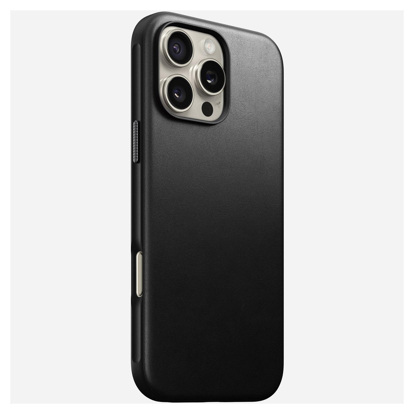Aksesorë për telefon Nomad Modern Leather / Case / MagSafe / iPhone 16 Pro Max – Zezë