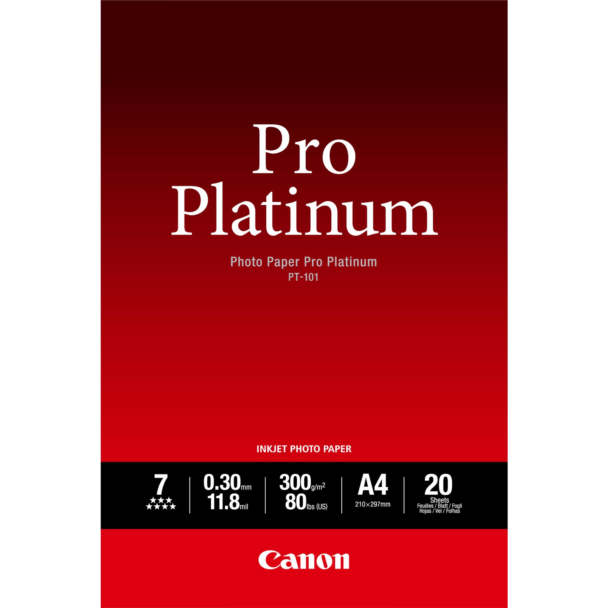 Letër për printer Canon Photo Paper Pro Platinum PT-101 / A4 / 20 Fletë / Glossy